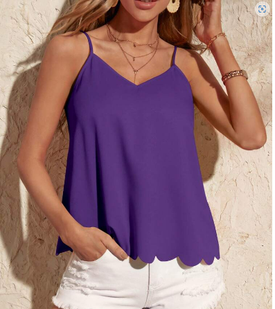 Purple Scallop Trim Cami Top