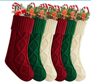 Knit Stockings-Maroon, Green or Cream