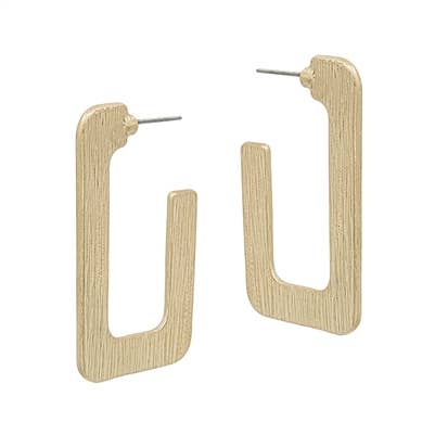 Worn Gold Thin Rectangle 1.75" Earring