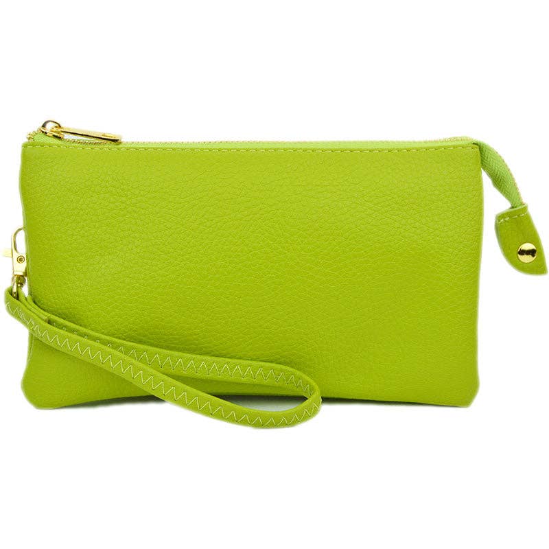 Three Compartment Wristlet/Crossbody Bag: Orange