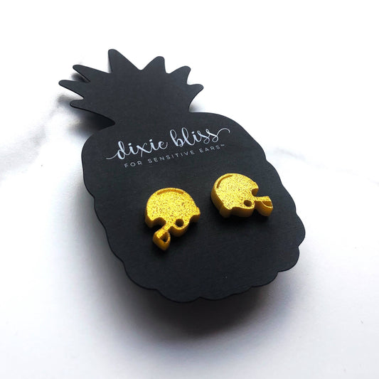 Yellow Football Helmet Earrings