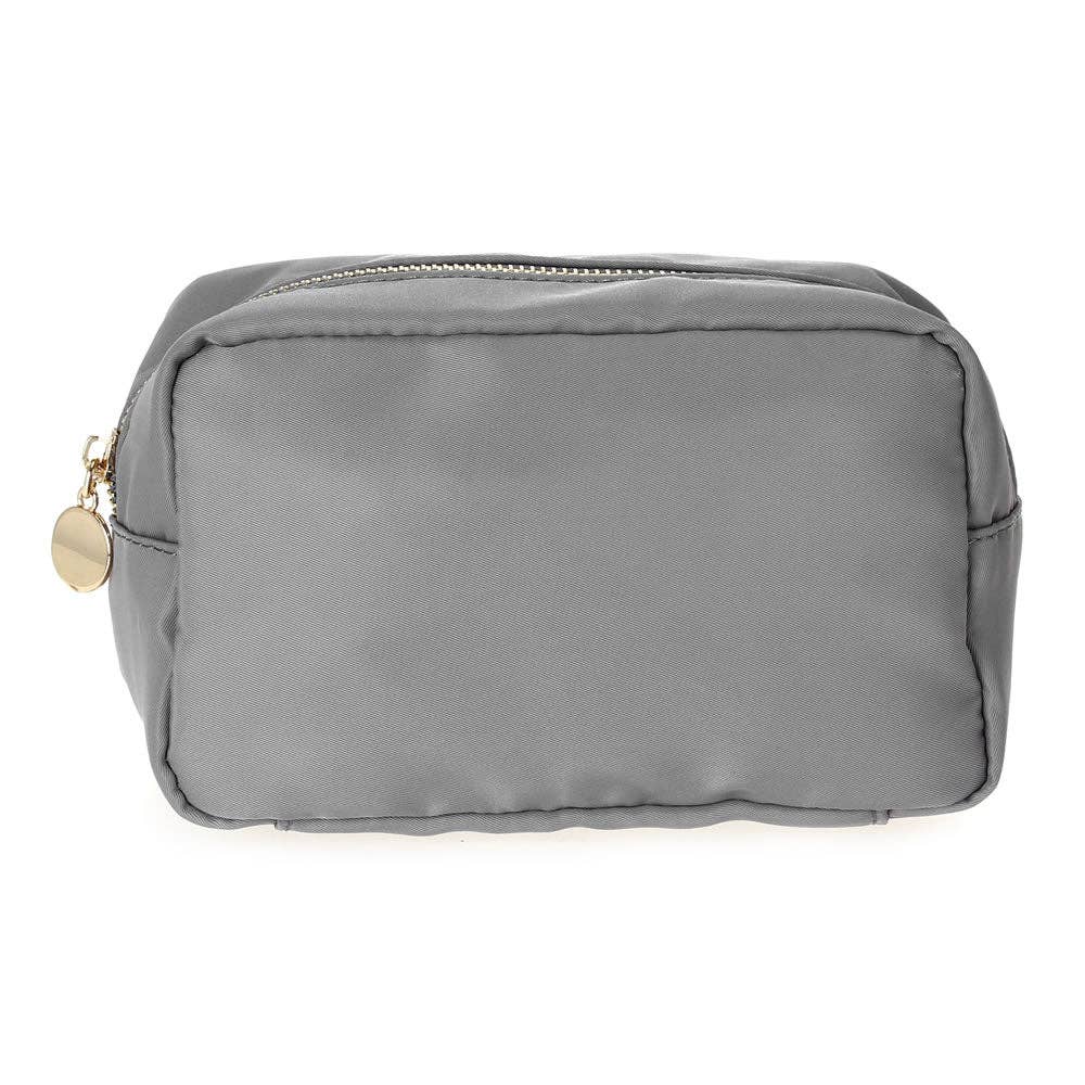 Zippered Nylon Cosmetic Pouch Bag: Grey