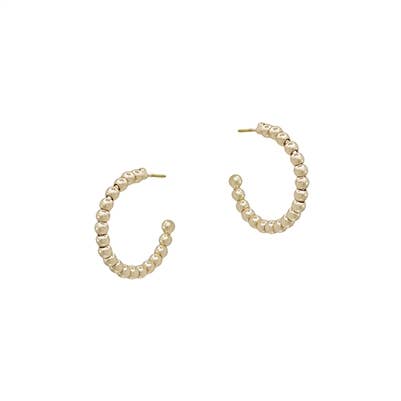 Gold Beaded Ball Hoop .75" Earring