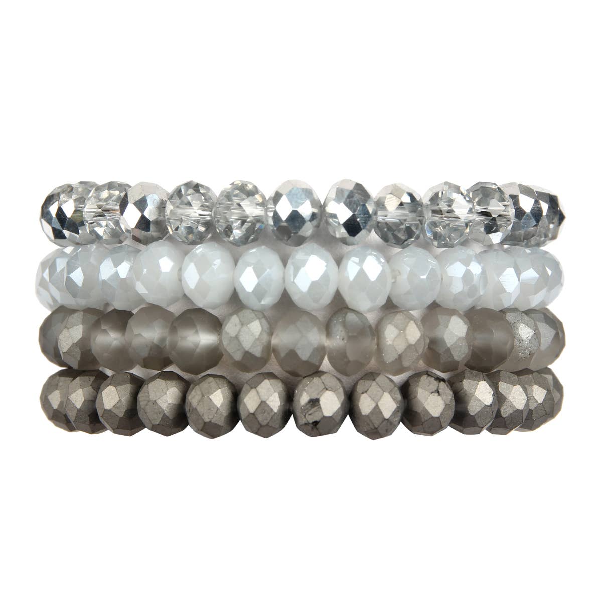 Glass Beaded Stretch Bracelet:  Gray