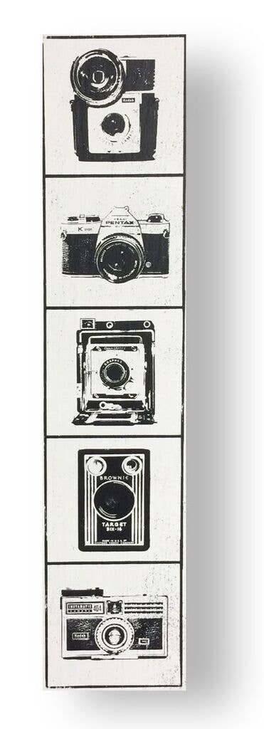 Cameras sign- Vert- Black 6 x 31