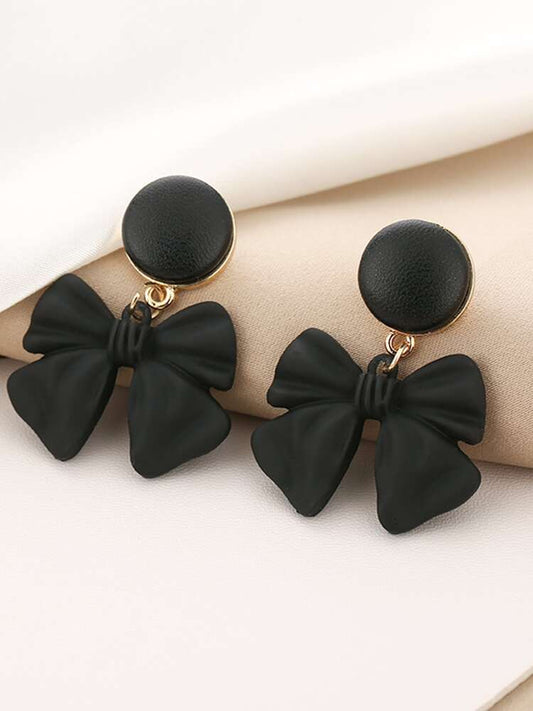 Black Bow Drop Earrings