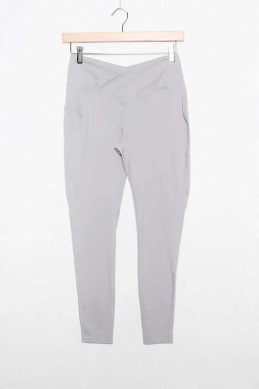 SALE Light Gray Crossover High Waisted Side Pocket Legging