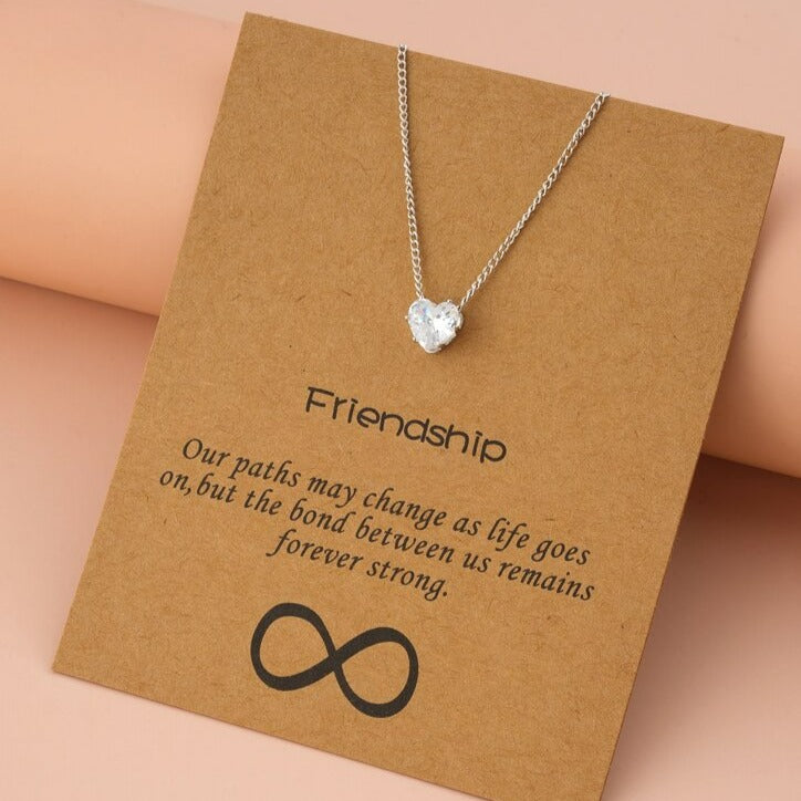 Zircon Heart Charm Friendship Necklace