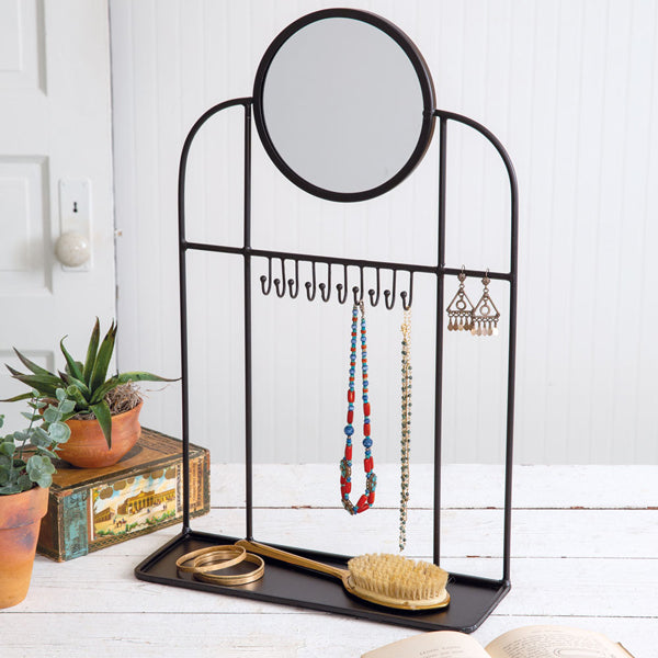 Tall Tabletop Vanity Mirror and Jewelry Holder