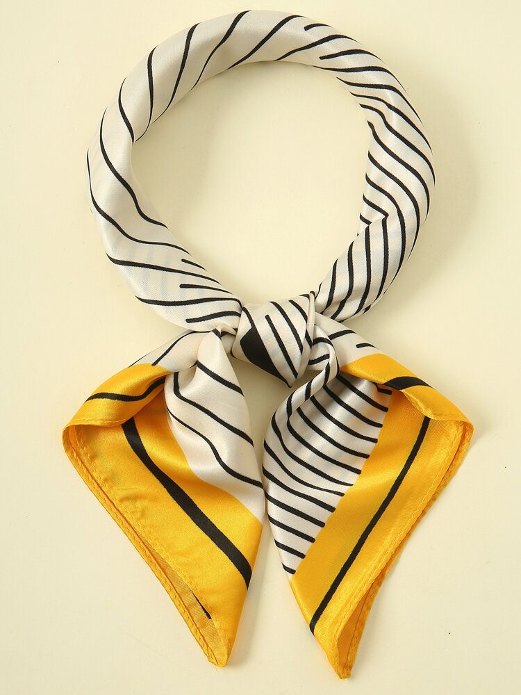 Striped Pattern Bandana/Scarf-Yellow/BLack