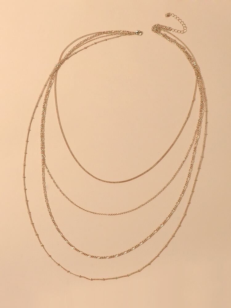 Four Layers Gold Tone Necklace