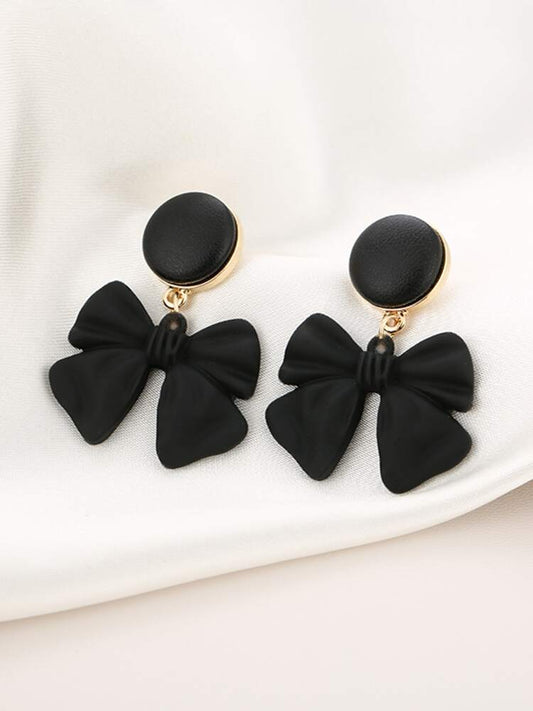 Black Bow Drop Earrings