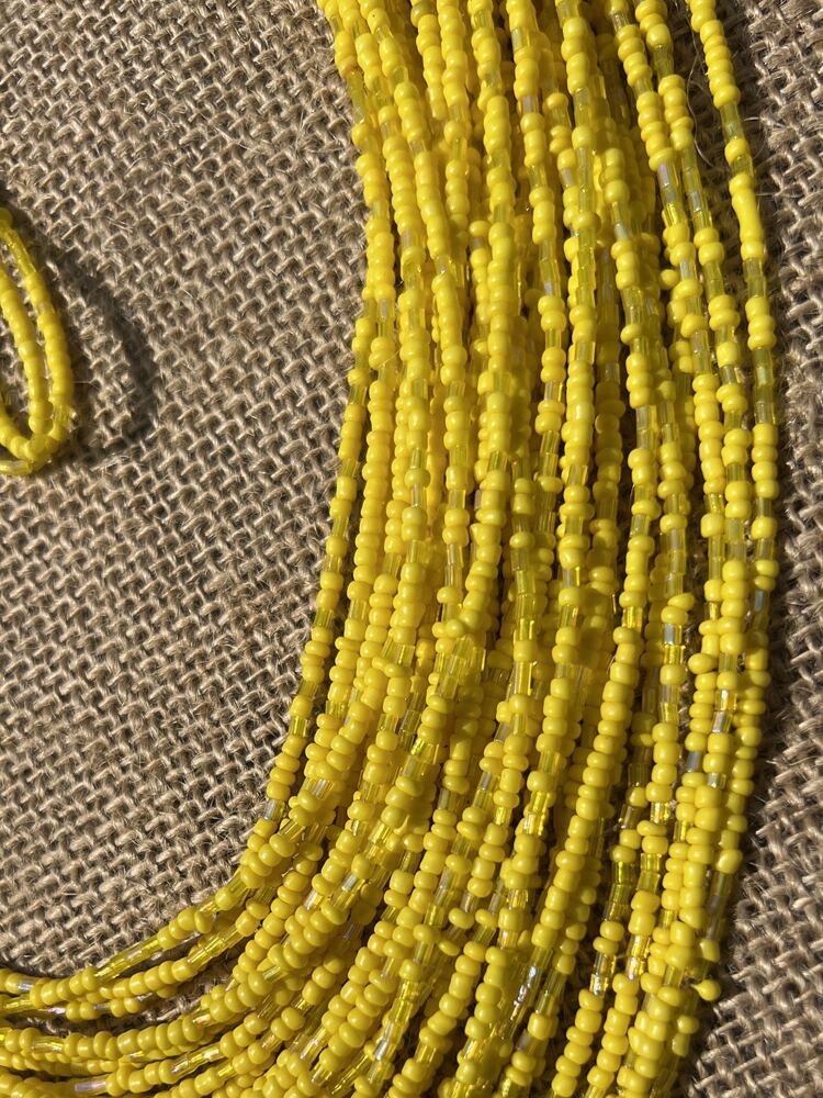 Yellow Beaded Layered Necklace & Drop Earrings Set