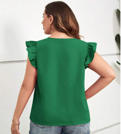 Butterfly Cap Sleeve Blouse-Kelly Green