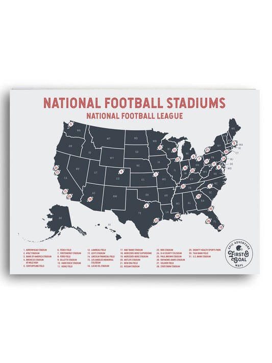 Football Pushpin Travel Map