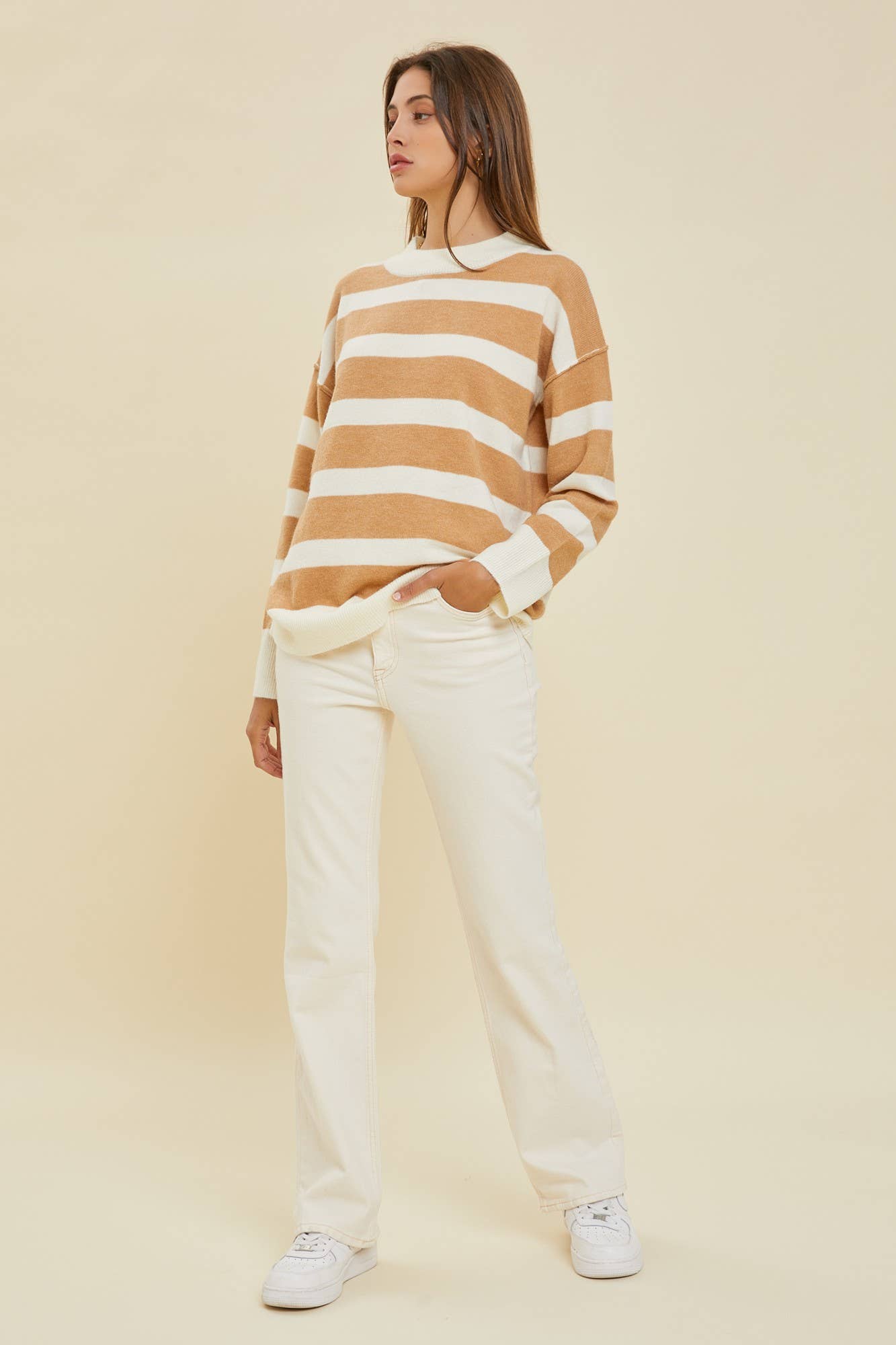 Camel Striped Sweater