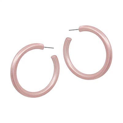 Light Pink Metallic Coated Hoop 2"Earring