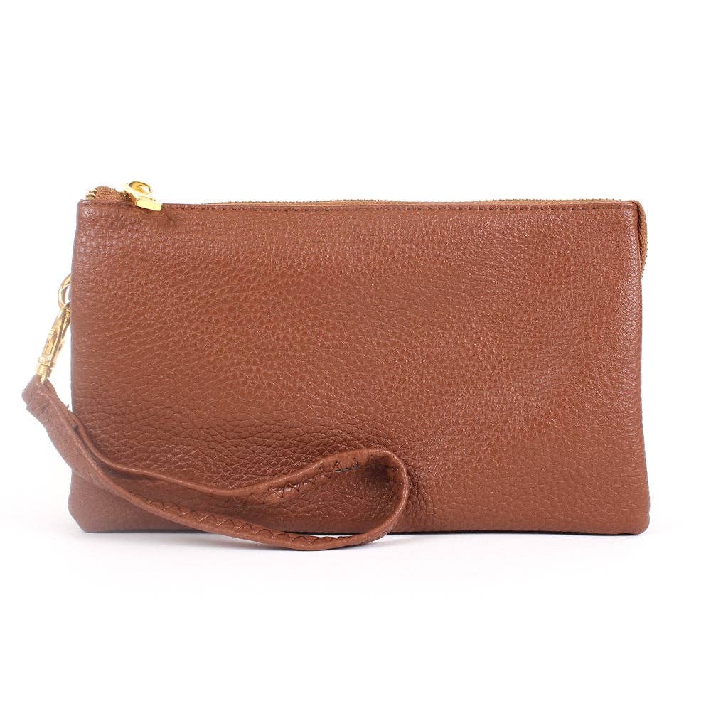 Three Compartment Wristlet/Crossbody Bag: Orange