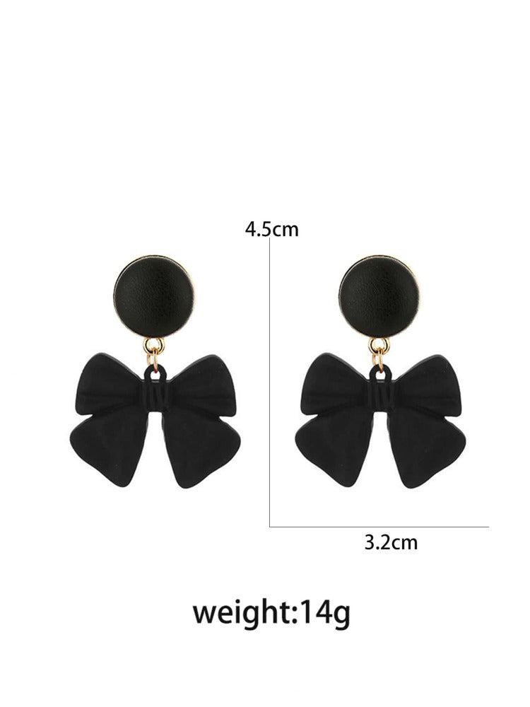 Black Bow Drop Earrings