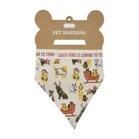 Dog Print "Santa Paws is Coming to Town" Dog Bandannas