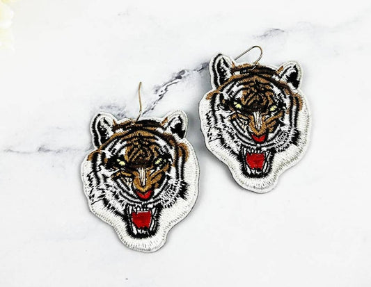 Bengal Tiger Emroidery Patch Earring