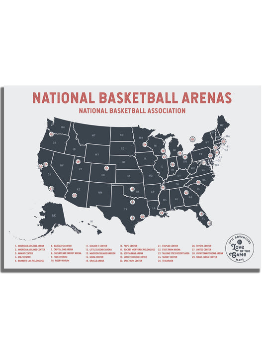 Basketball Pushpin Travel Map