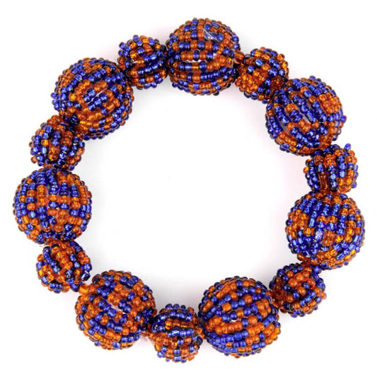 Blue & Orange Bead Ball Bracelet