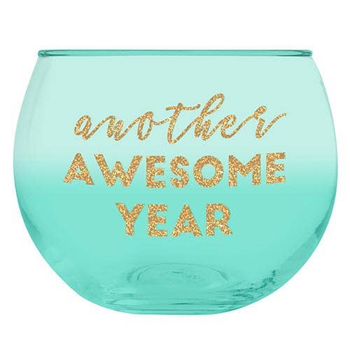 "Another Awesome Year" Roly Poly Glass