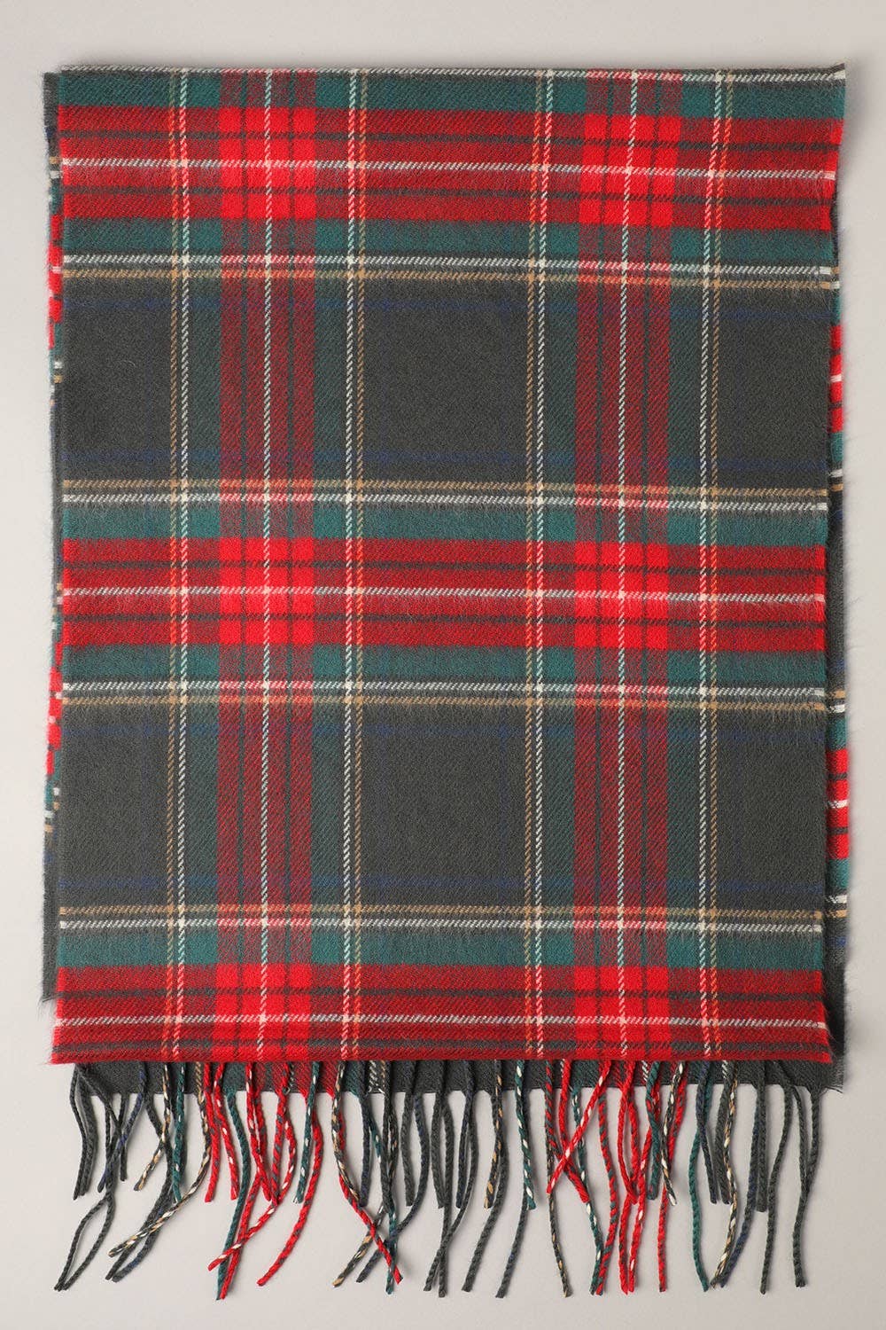 Softer Than Cashmere Tartan Plaid Muffler Scarf-Grey, Red & Green