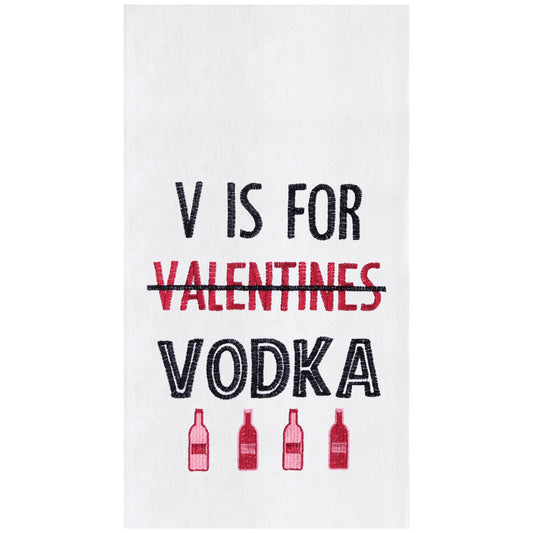 Valentine's Day V Is For Vodka Kitchen Towel