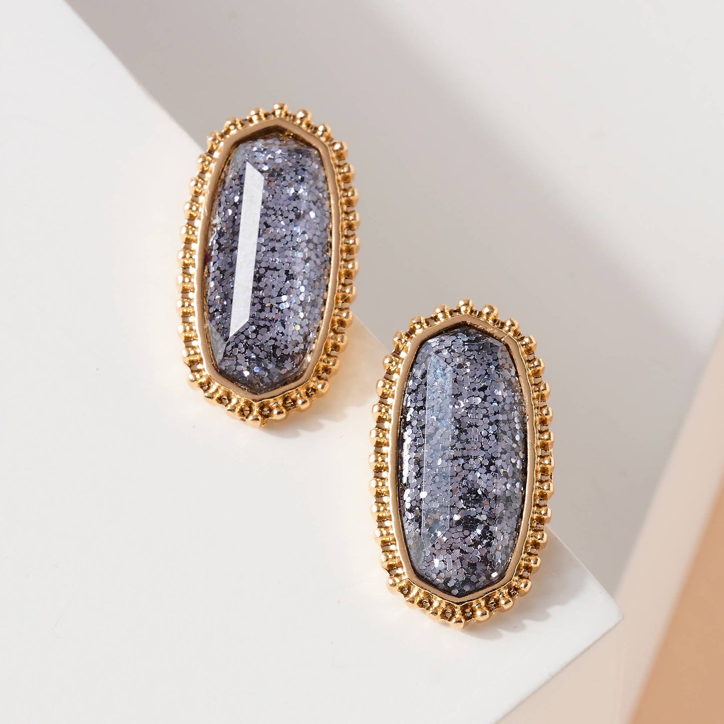 Gemstone Stud Earrings: Gray