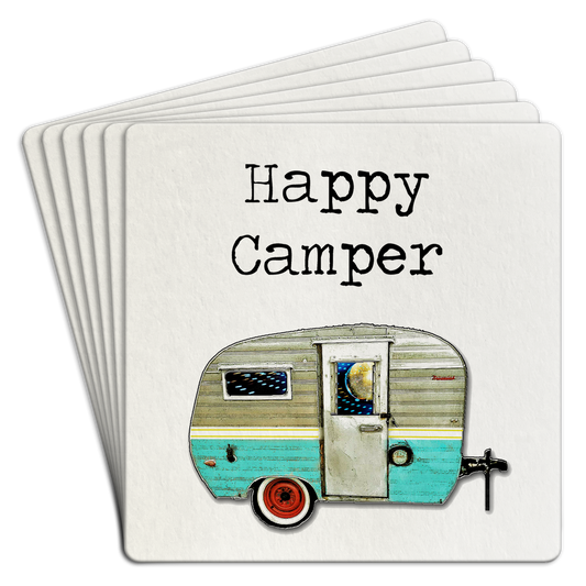 "Happy Camper" Paper Coaster 6pk