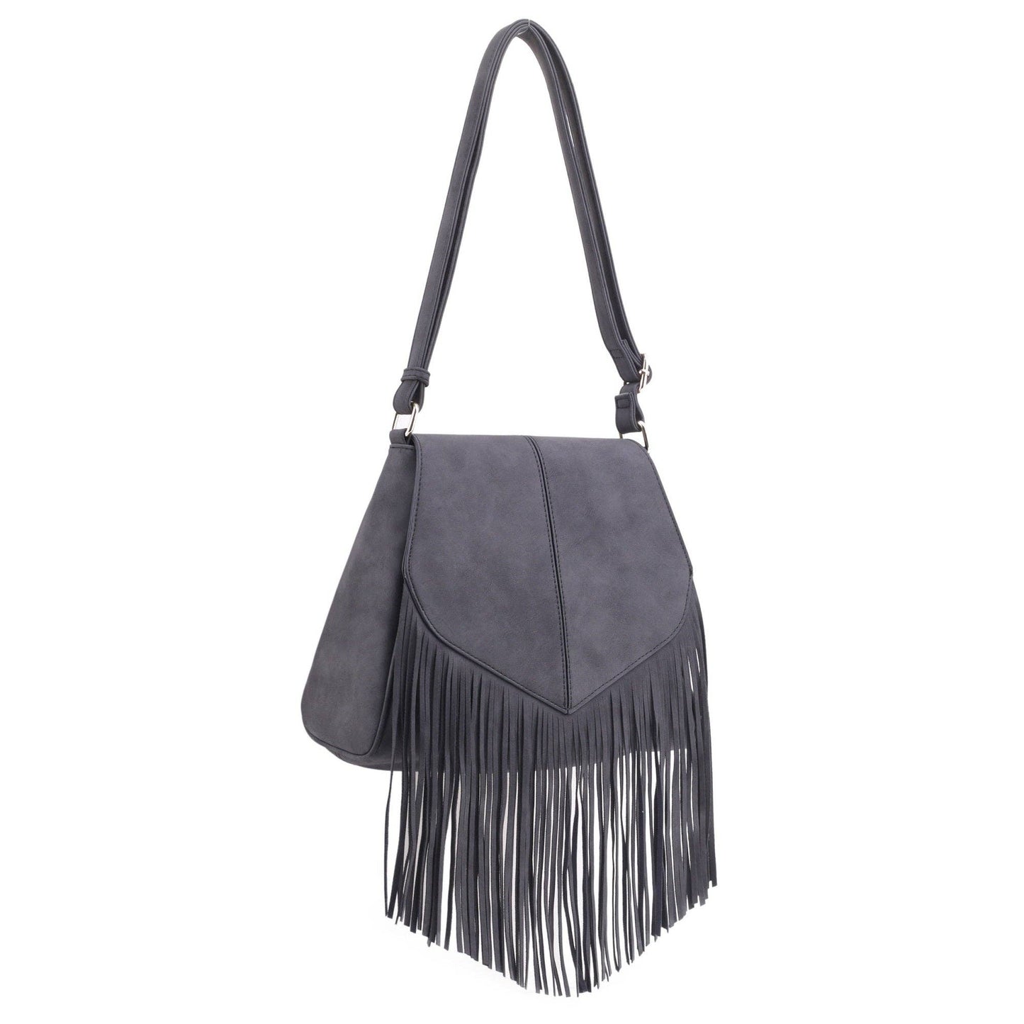 Michelle Boho Fringe Crossbody Bag: Stone