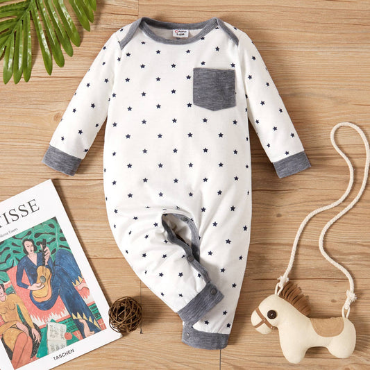 Star Print Long-sleeve Jumpsuit: 12-18 Months