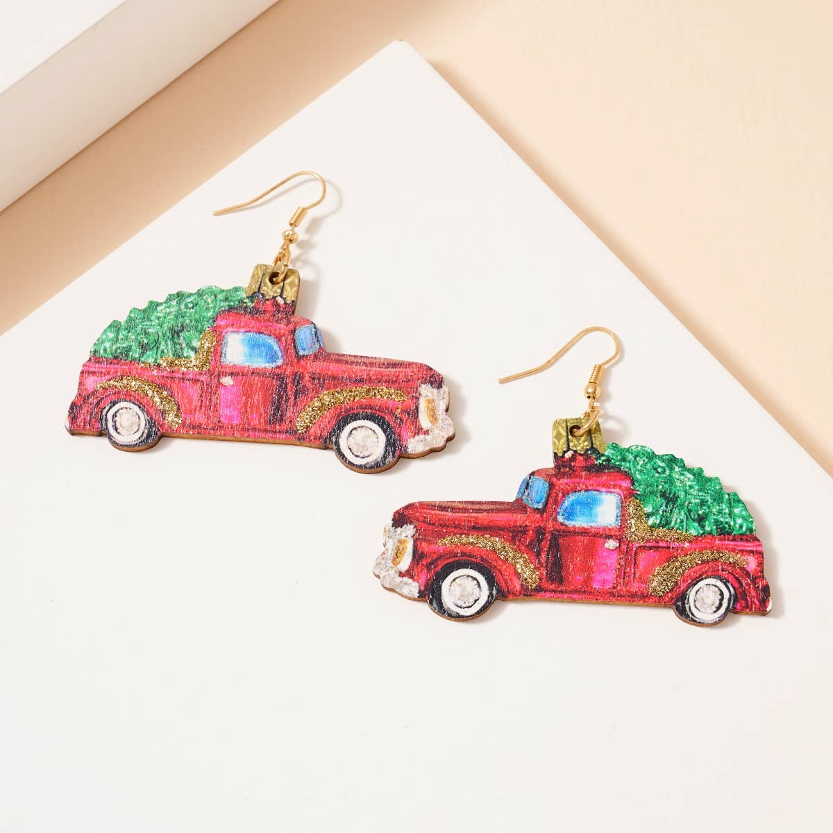 Holiday Truck Dangling Earrings