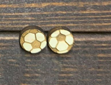 Soccer Wooden Stud Earrings