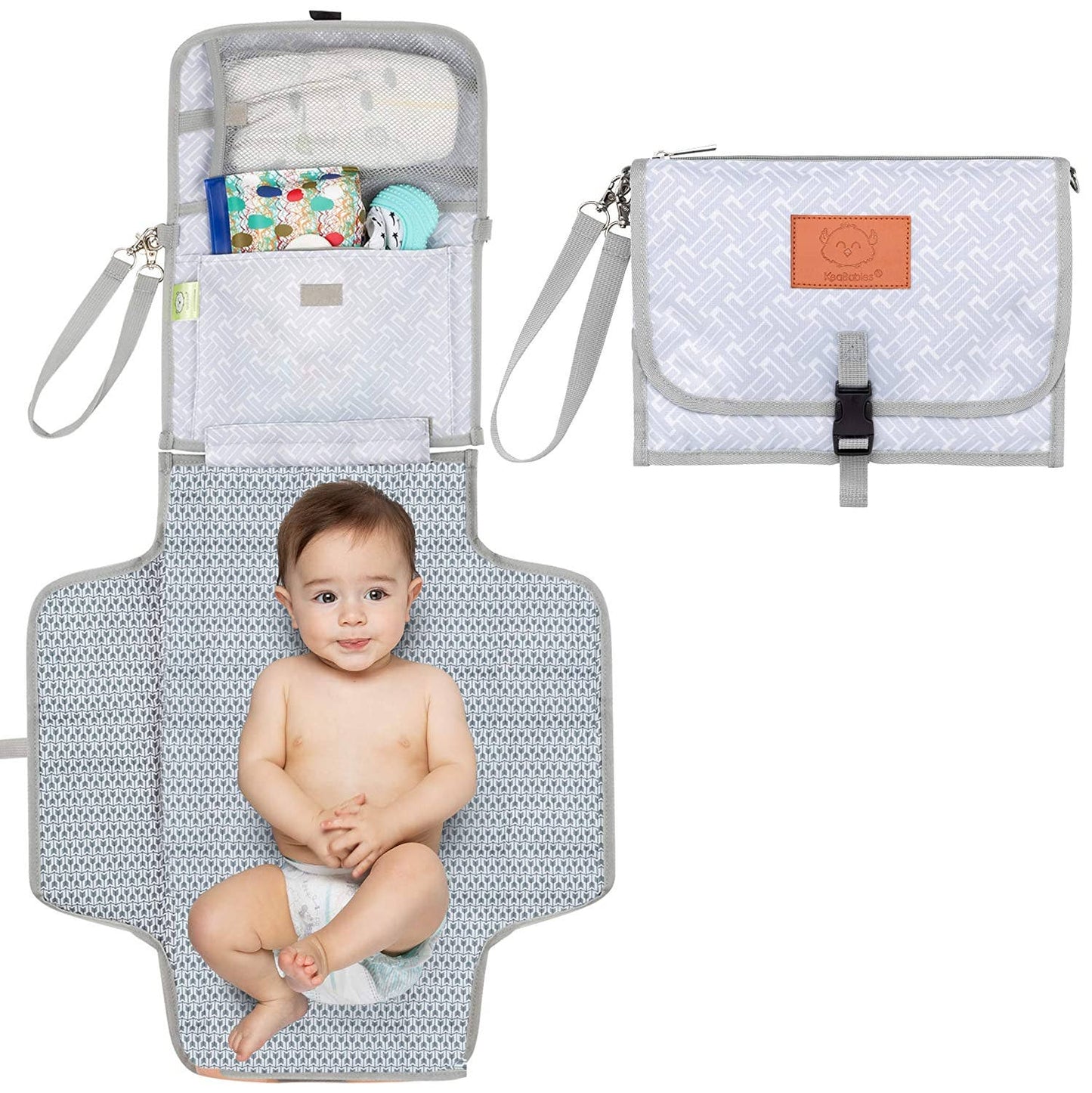 Ezee Portable Diaper Changing Pad, Foldable Changing Mat-Gray Mod