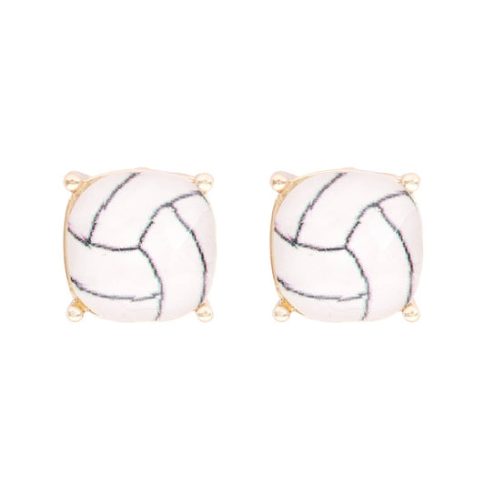 Cushion Cut Volleyball Stud Earrings