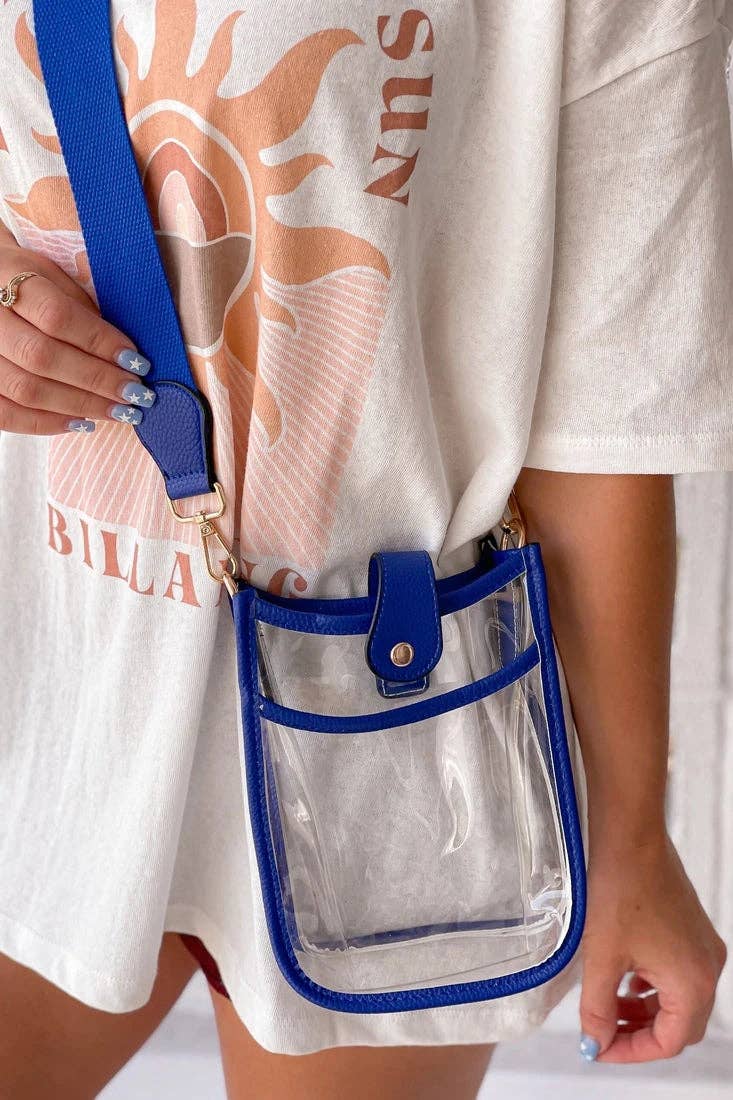 Game Day Mini Clear Crossbody Bag: Royal Blue