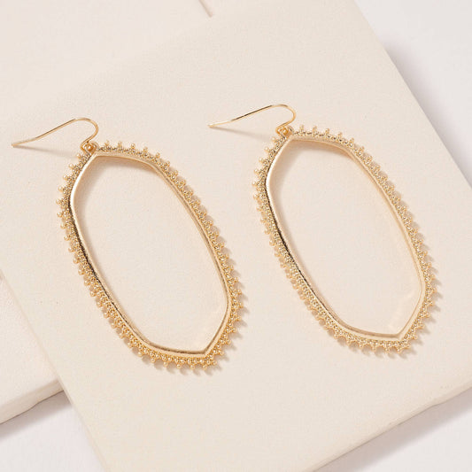 Geometric Metal Dangling Earrings: Gold Tone