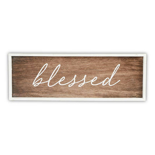 "Blessed" Large Dark Wood Sign