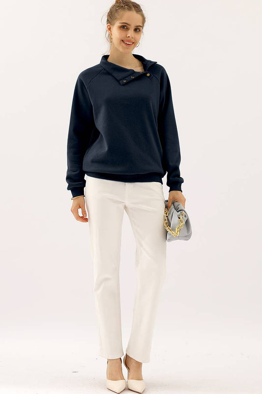 Navy Skew Collar Shirt