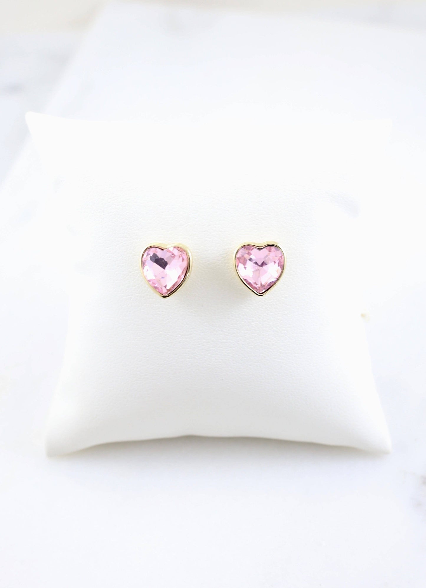 Jeffery Stone Heart Earring-light pink