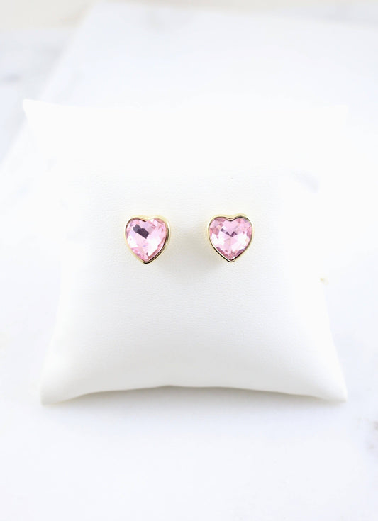 Jeffery Stone Heart Earring-light pink