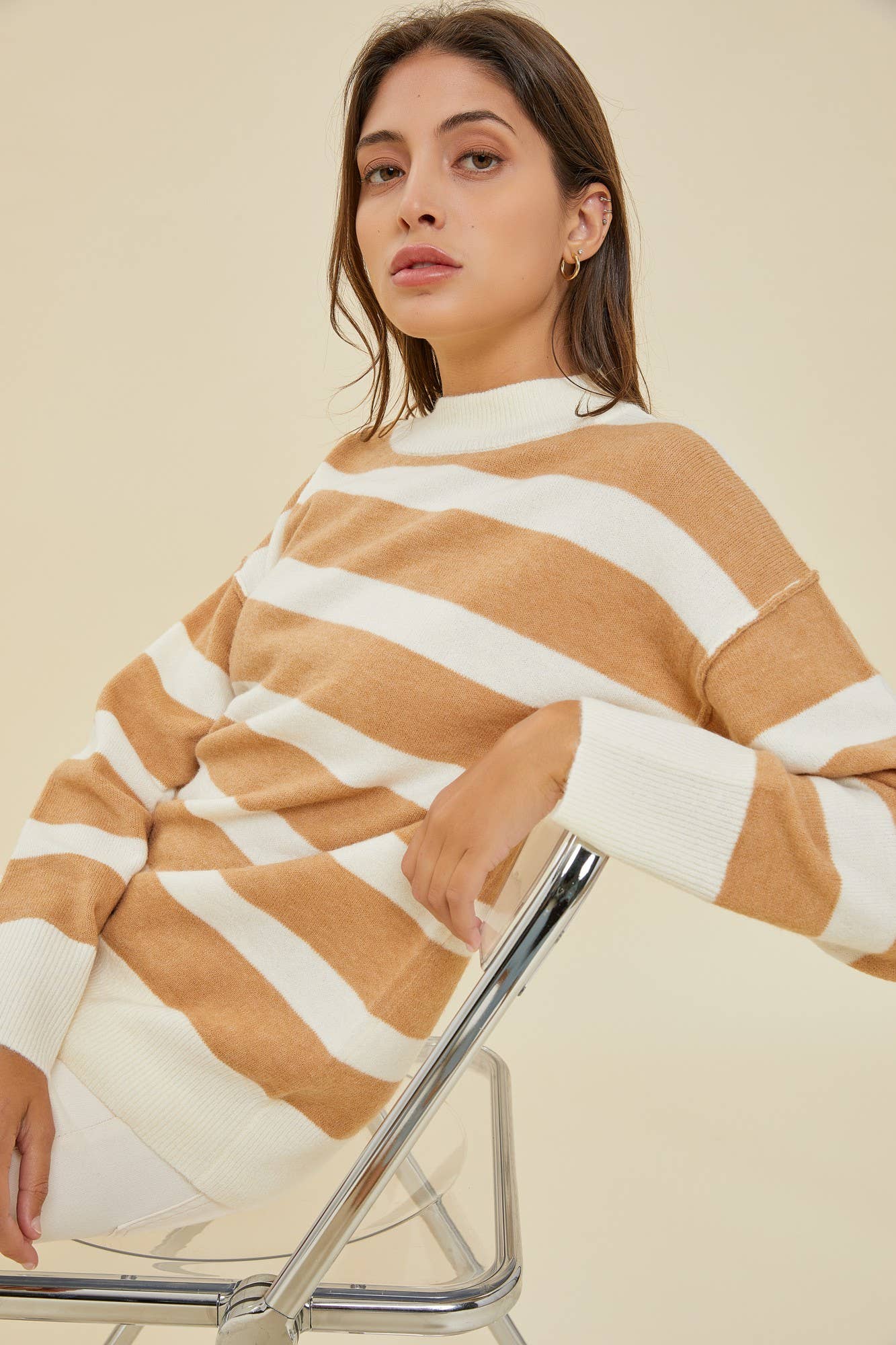 Camel Striped Sweater