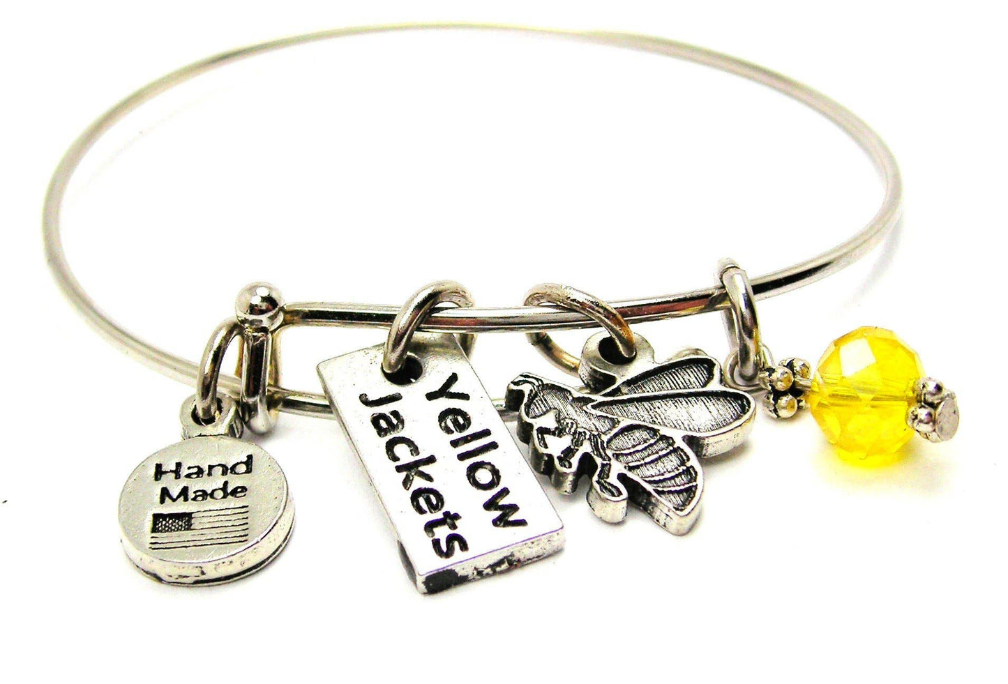 Yellow Jacket & Yellow Jackets Tab Bangle Bracelet