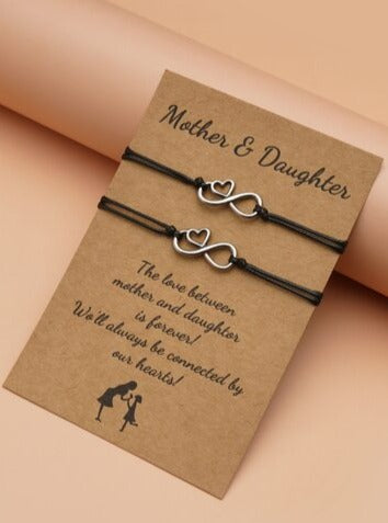 Mother & Daughter 2 Piece Infiniti Heart Decor String Bracelet Set