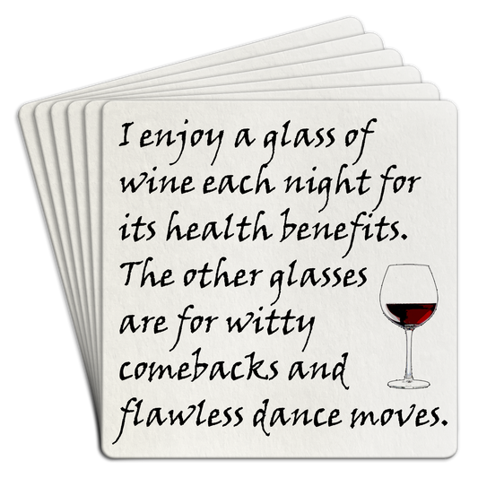 "I enjoy a glass of wine each night..." Coaster 6 Pack