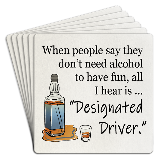 "Designated driver..." Paper Coaster 6pk