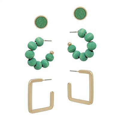 Set of 3 Green Earrings